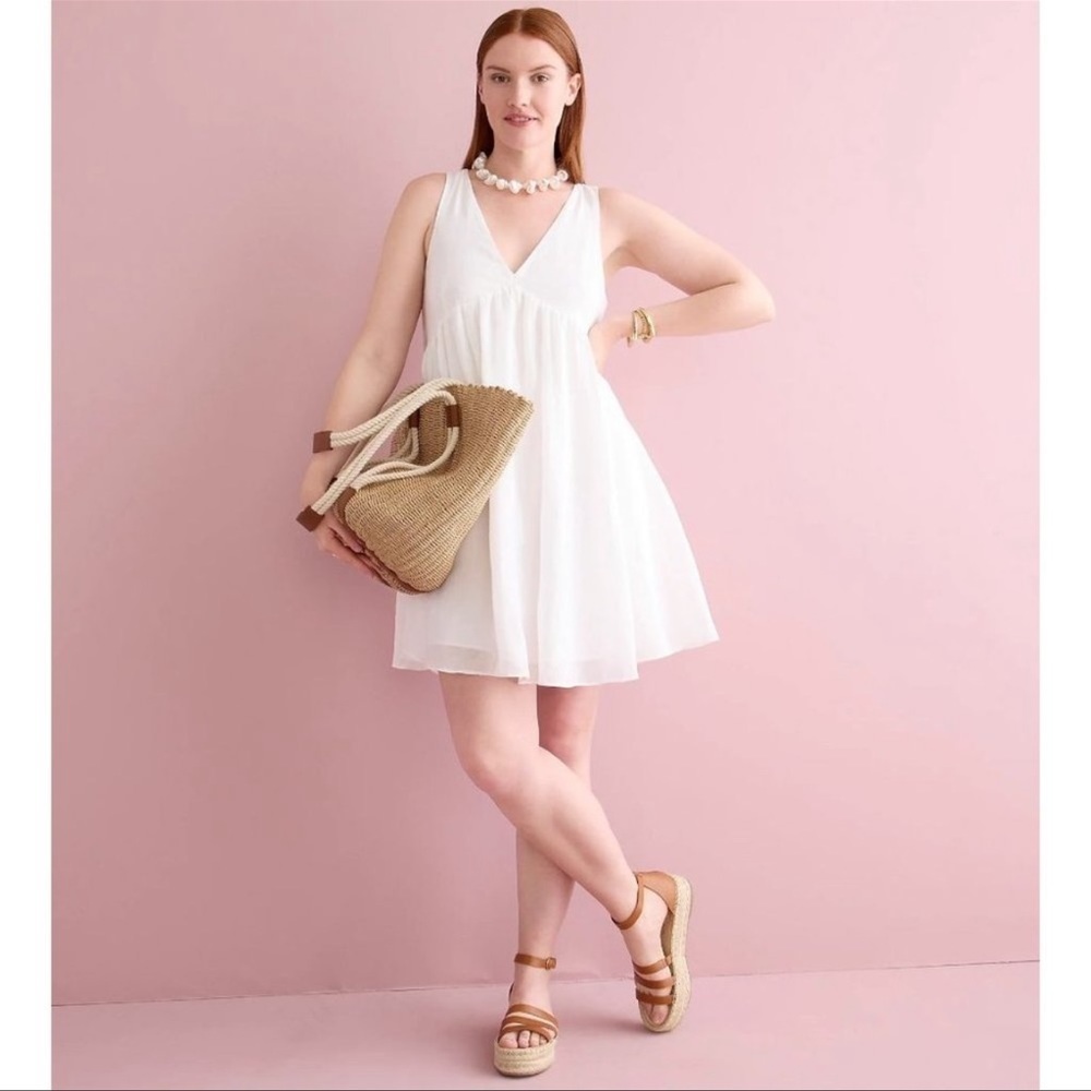 J Crew Double V Neck Ramie Cotton Sleeveless Dress M - Picture 17 of 17